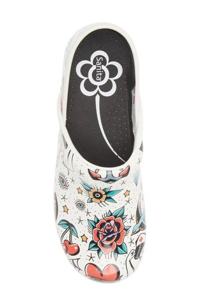 Sanita Rockabilly Print Clog In 001 White