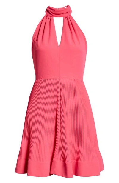Shop Milly Libby Pleated Halter Minidress In  Pink