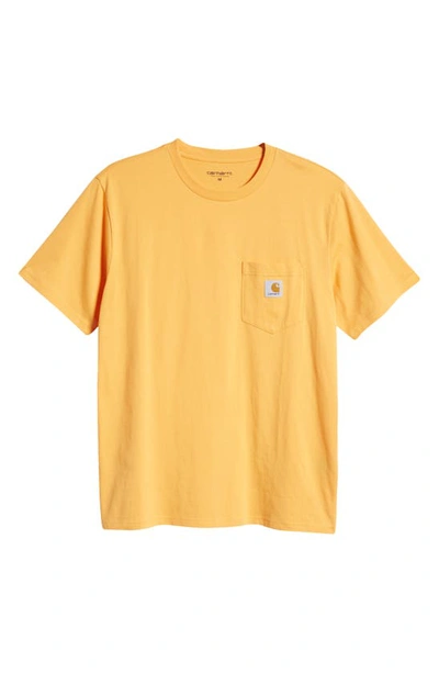 Shop Carhartt Logo Pocket T-shirt In Pale Orange
