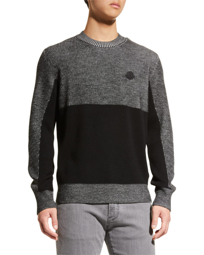 Shop Moncler Men's Ribbed Colorblock Sweater In Dark Grey