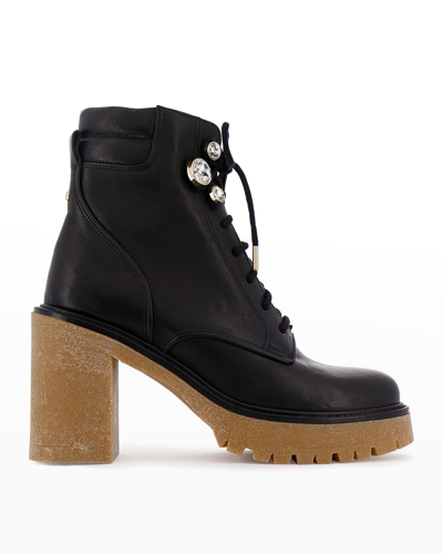 Shop Sophia Webster Zadie Leather Lace-up Boots In Black Leather Na