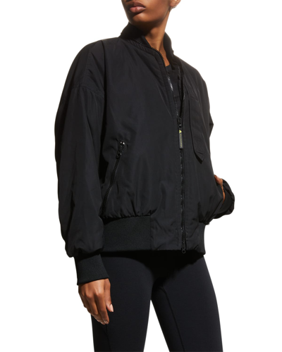 Shop Adidas By Stella Mccartney Sportswear Woven Bomber Jacket In Black Shock Yello