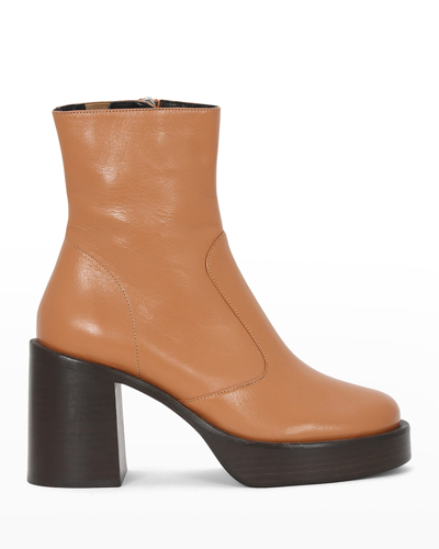 Shop Simon Miller Low Raid Leather Ankle Zip Boots In Toffee