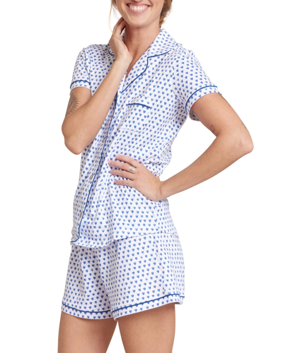 Shop Roller Rabbit Hearts Shorty Polo Two-piece Pajama Set In Blue