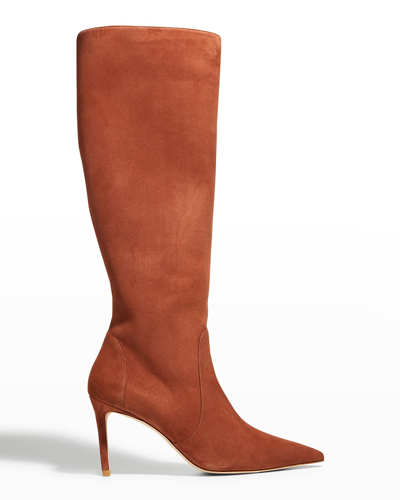 Shop Stuart Weitzman Stuart Suede Stiletto Knee Boots In Cappucino