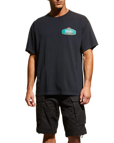 Shop Rhude Men's Racing Crest Logo T-shirt In Vtg Black