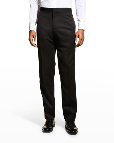 Shop Brioni Men's Wool Tuxedo Pants In Black