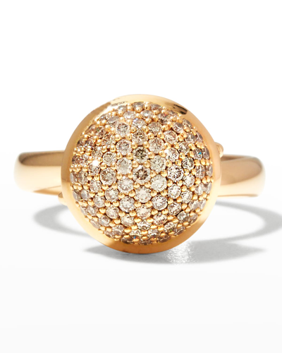 Shop Tamara Comolli Rose Gold Brown Pave Diamond Bouton Ring