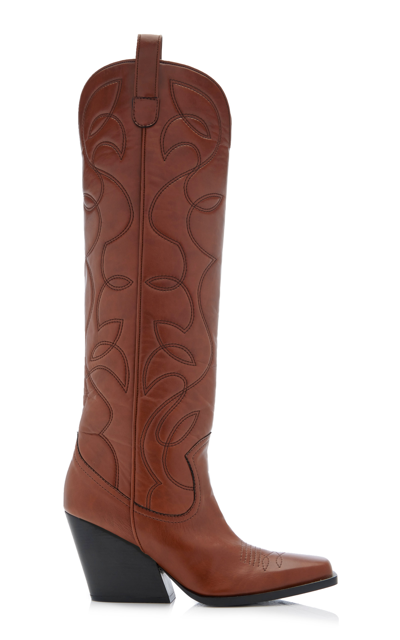 Shop Stella Mccartney Cowboy Vegan Leather Knee Boots In Brown