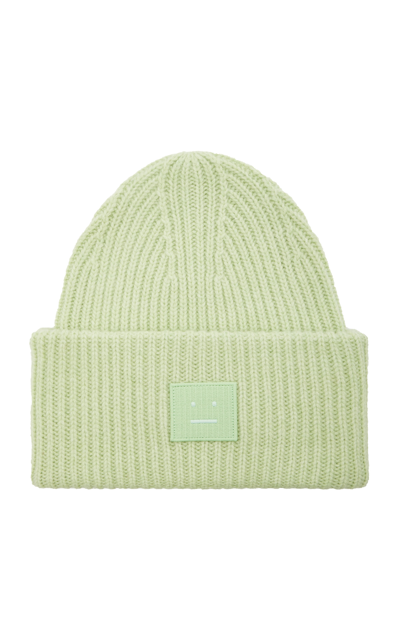Shop Acne Studios Pansy N Face Wool Beanie In Green