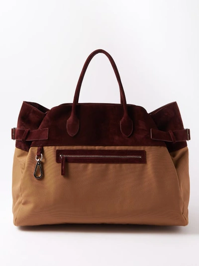 The Row Margaux 17 Inside Out Top-handle Bag In Suede & Nylon In Brown |  ModeSens