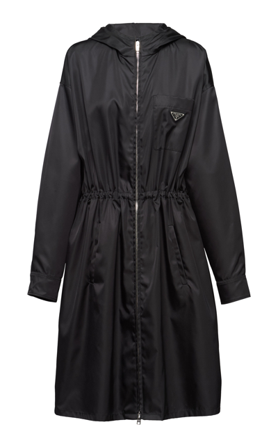 Shop Prada Women's Hooded Re-nylon Raincoat In Black