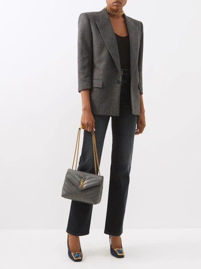 Saint Laurent Loulou Small Leather Shoulder Bag, Shoulder Bag, Grey - Dark Grey