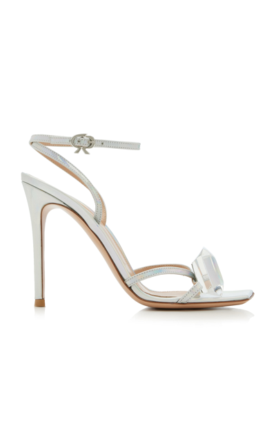 Shop Gianvito Rossi Jaipur Embellished Leather Sandals In Silver