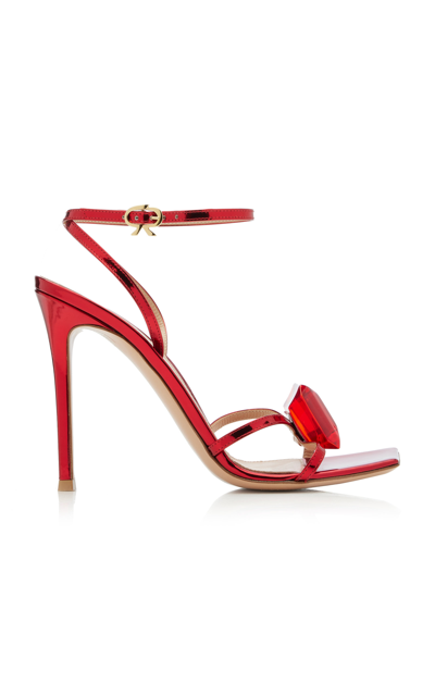 Shop Gianvito Rossi Jaipur Embellished Leather Sandals In Red