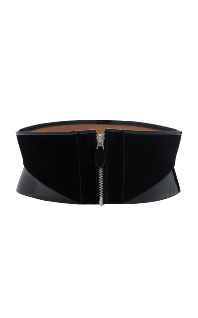 Shop Alaïa Leather; Suede Corset Belt In Black