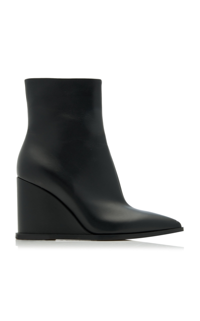 Shop Gianvito Rossi Women's Hamnes Leather Glove Wedge Boots In Black