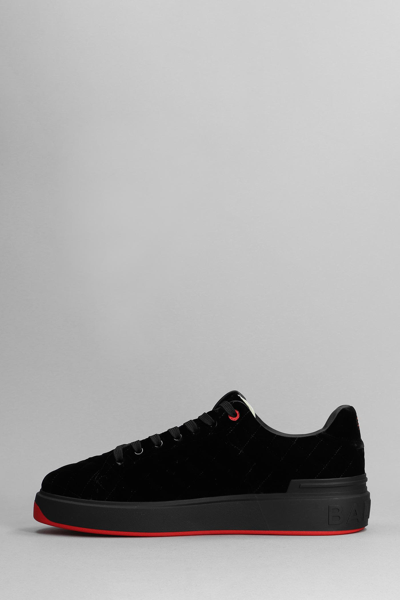 Shop Balmain B Court Sneakers In Black Velvet