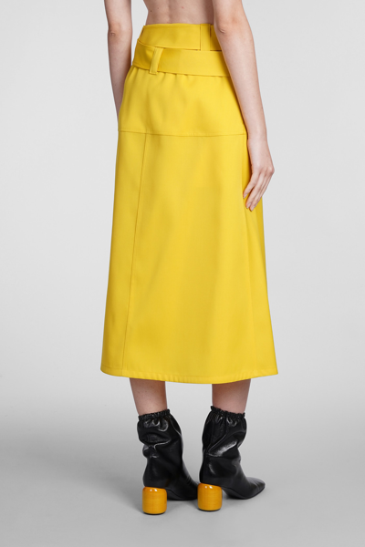 Shop Jil Sander Skirt In Yellow Wool