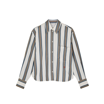 Shop Victoria Beckham Striped Cotton-poplin Shirt In Blue