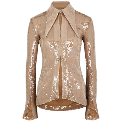 Shop 16arlington Opala Light Brown Sequin-embellished Shirt
