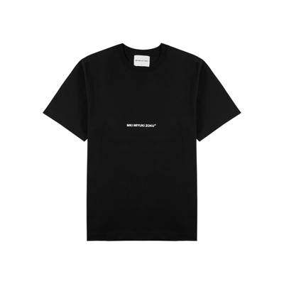 Shop Mki Miyuki Zoku Black Logo-print Cotton T-shirt