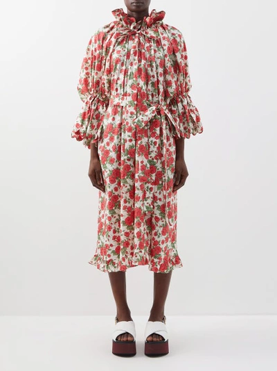 Horror Vacui Thea Cotton-poplin Midi Dress In Red Multi | ModeSens