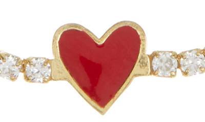 Gabi Rielle Red Heart Pavé Choker Necklace In Gold