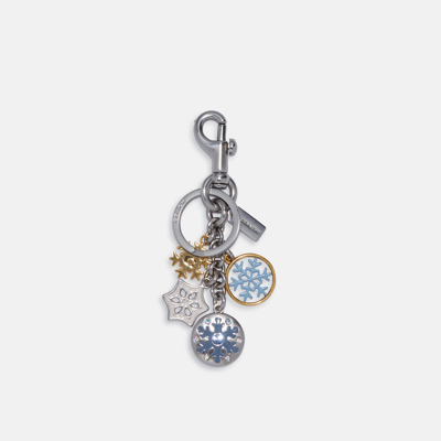 Shop Coach Snowflake Cluster Bag Charm In Silver