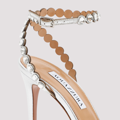 Shop Aquazzura Tequila Sandal 105 Shoes In Metallic