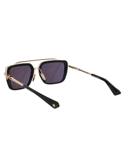 Shop Dita Sunglasses In 01 Black - White Gold - Black Rhodium W/ Dark Grey
