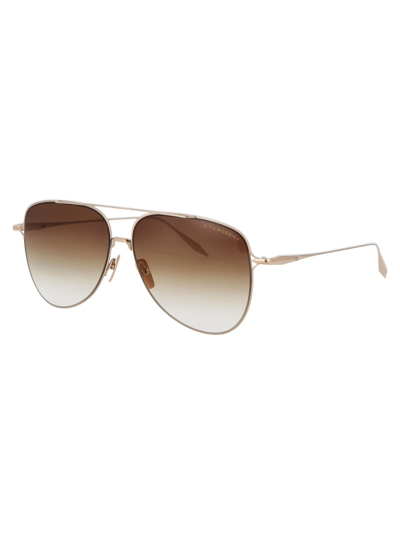 Shop Dita Sunglasses In 02 White Gold - W/ Dark Brown To Clear Gradient