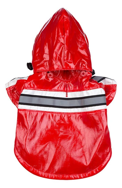 Shop Pet Life Reflecta-glow Adjustable And Reflective Dog Raincoat In Red
