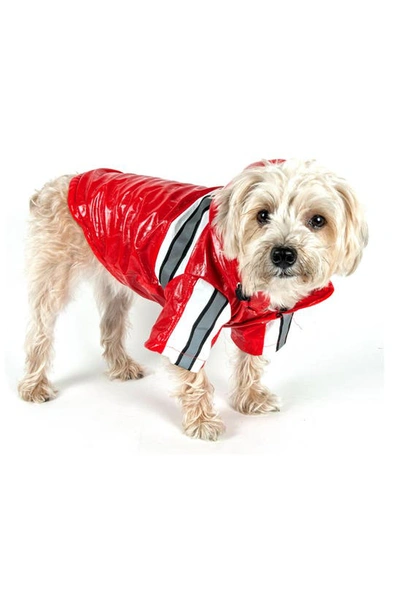 Shop Pet Life Reflecta-glow Adjustable And Reflective Dog Raincoat In Red