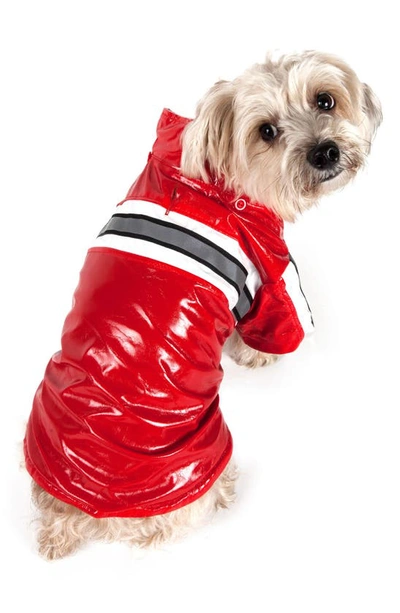 Pet Life Reflecta Glow Reflective Waterproof Adjustable Raincoat In Red