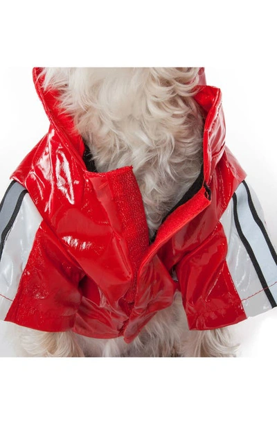 Shop Pet Life Reflecta-glow Adjustable And Reflective Dog Raincoat In Red