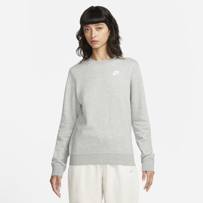 Shop Nike Women's  Sportswear Club Fleece Crew-neck Sweatshirt In Grey