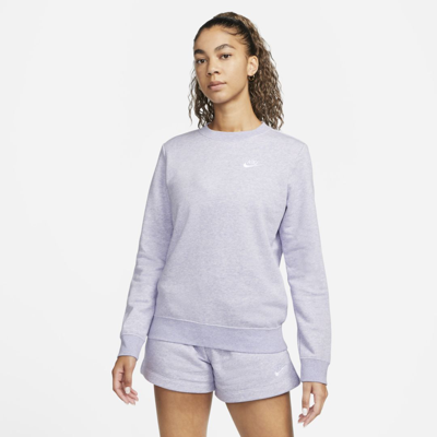 Shop Nike Women's  Sportswear Club Fleece Crew-neck Sweatshirt In Purple