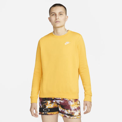 Shop Nike Women's  Sportswear Club Fleece Crew-neck Sweatshirt In Yellow