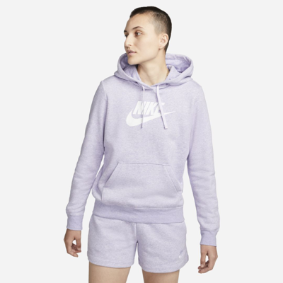 Shop Nike Women's  Sportswear Club Fleece Logo Pullover Hoodie In Purple
