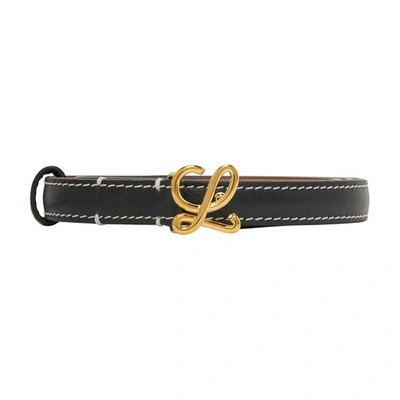 Shop Loewe L Buckle Belt In Black Gold