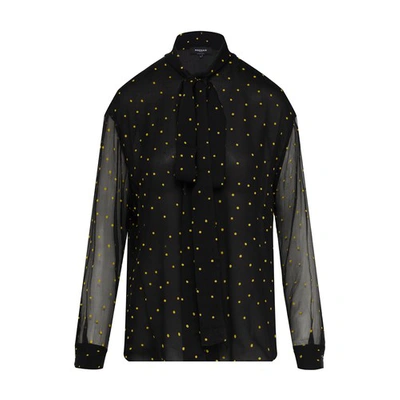 Shop Rochas Shirt With Lavaliere Collar In Black