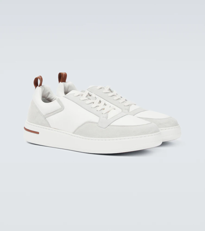 Shop Loro Piana Newport Walk Suede-trimmed Sneakers In White