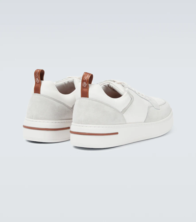 Shop Loro Piana Newport Walk Suede-trimmed Sneakers In White