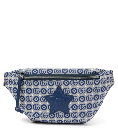 Shop Gucci Double G Jacquard Belt Bag In Bluet.mul/roy/roy