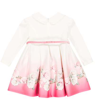 Shop Monnalisa Baby Floral Brocade Dress In Panna/cipria