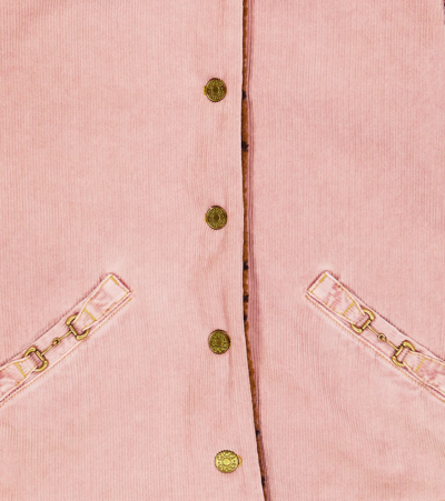 Shop Gucci Horsebit Cotton Corduroy Jacket In Antique Rose/mix