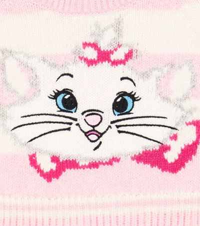 Monnalisa Baby Striped Intarsia Wool-blend Sweater In Pink