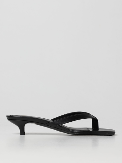 Totême Toteme Black Thong Sandal With Heel In Leather Women In Black