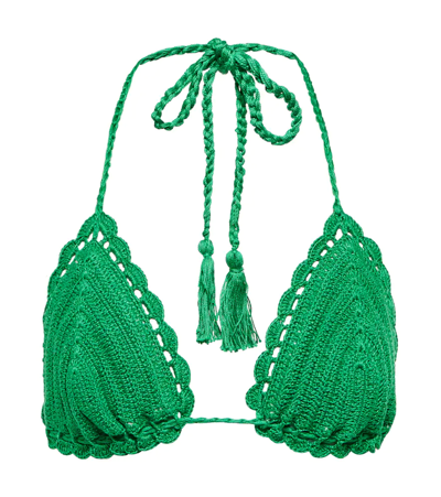 Shop Anna Kosturova Crochet Bikini Top In Green